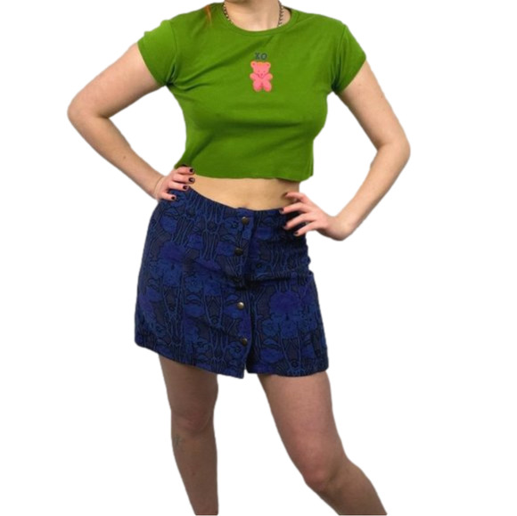 TOPSHOP Blue Corduroy Miniskirt 6 - Picture 1 of 8